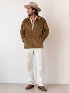 Vintage Corduroy Chore Jacket Brown Southwestern Ranch Western Overshirt Men’s L